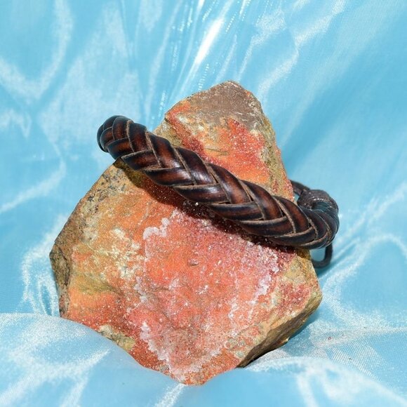 Jonah Lee Mens Leather Rope Herringbone Braided Bracelet Brown Gift Boxed - Picture 1 of 8